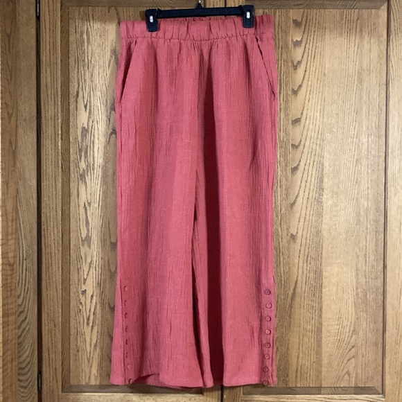Soft Surroundings Oceo Gauzy Pull On Pants Wide Leg Coral Size Large - Picture 2 of 5